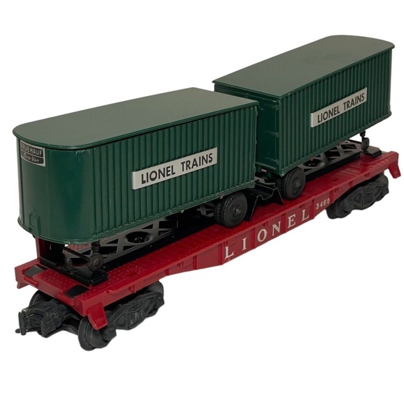 Vintage Lionel #6511-2 O Gauge Red Flat Car 3460 w/ Semi Trailers 205419304274